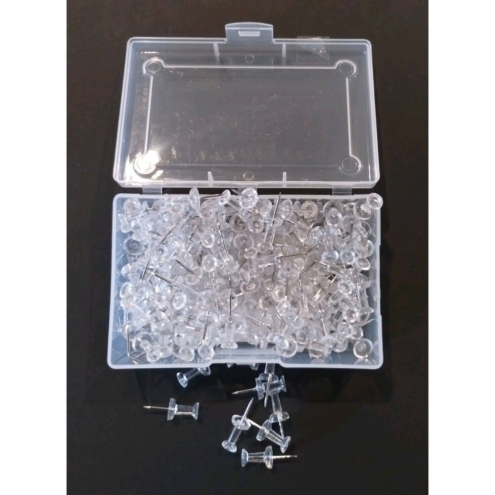 U Brands Standard Push Pins, 200 Ct, Clear Head w/ Silver Pin - NEW
